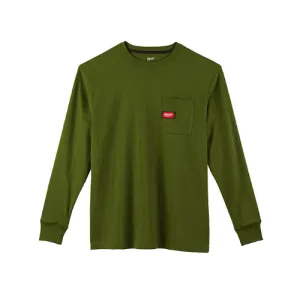 Milwaukee 602OG-M Heavy Duty Pocket T-Shirt (602), Long Sleeve, Olive Green, M