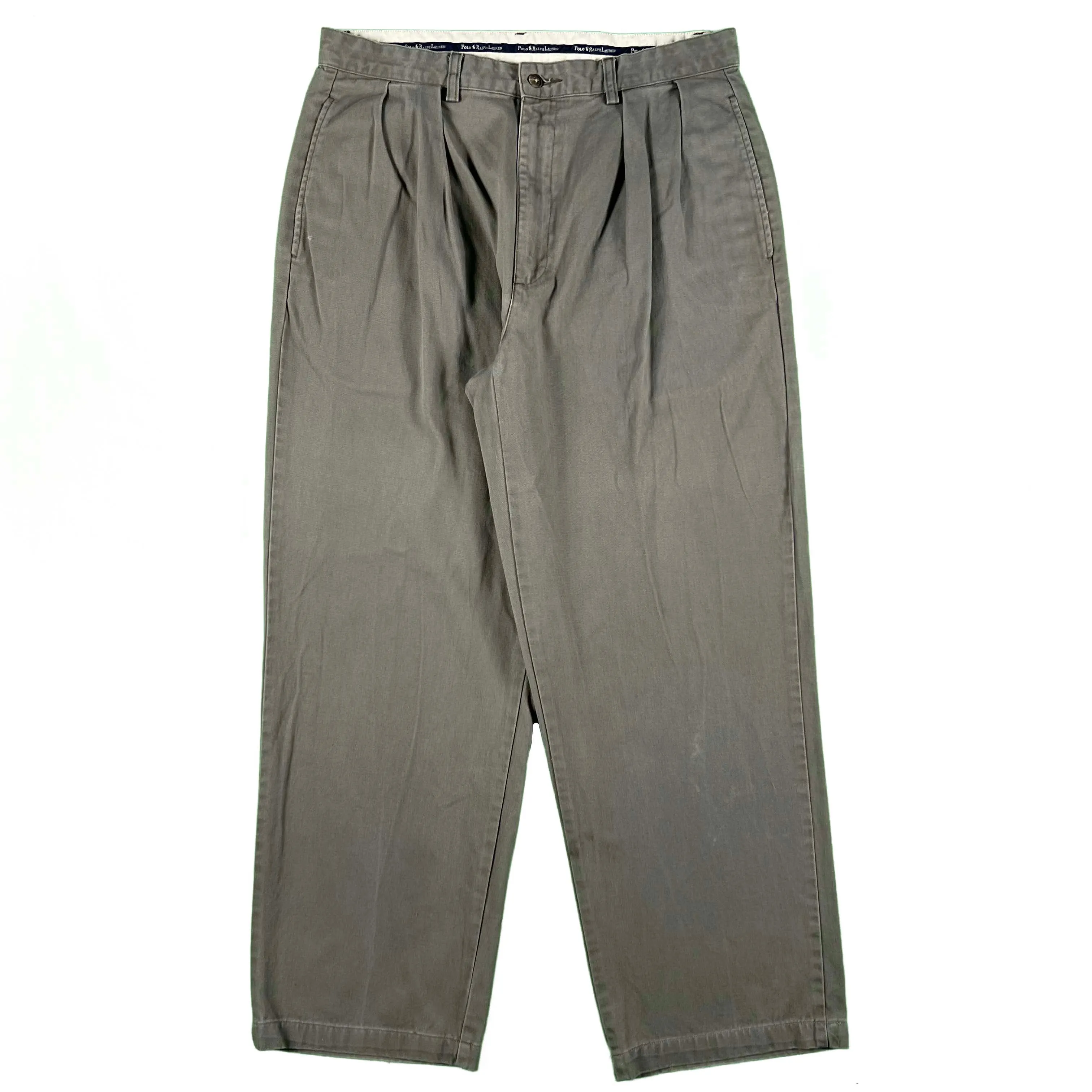 00s Polo RL Grey Pleated Cotton Chino Pants- 33x28.5