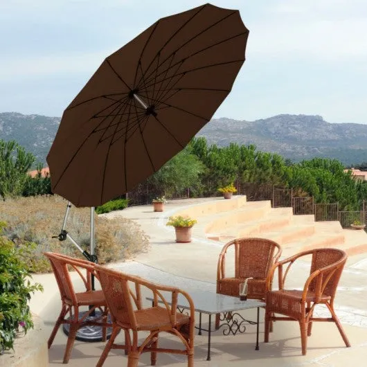 10 Foot Patio Offset Umbrella Market Hanging Umbrella for Backyard Poolside Lawn Garden-Tan