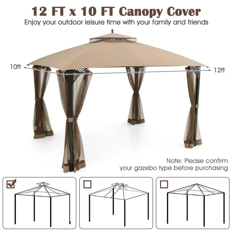 10 x 12 Feet Gazebo Replacement Top with Air Vent and Drainage Holes-Brown