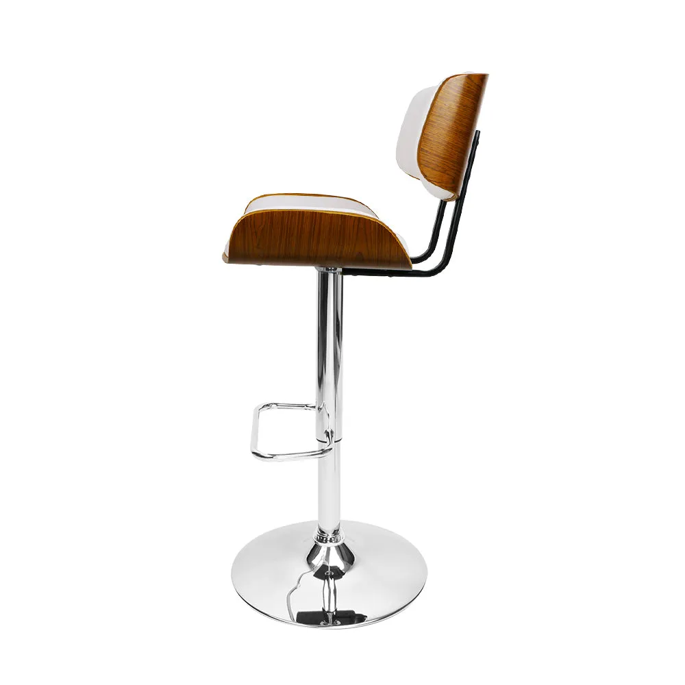 117cm Ancona Wooden Gas Lift Bar Stool - White & Chrome