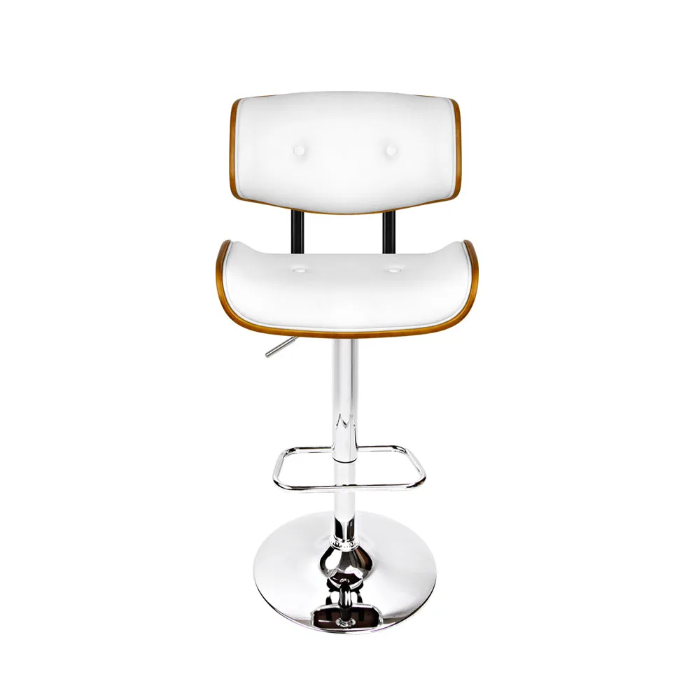 117cm Ancona Wooden Gas Lift Bar Stool - White & Chrome