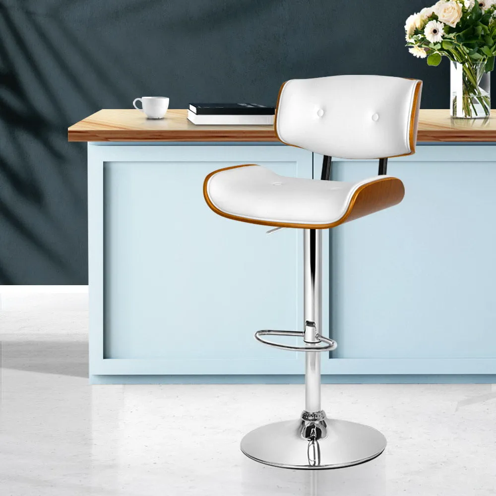 117cm Ancona Wooden Gas Lift Bar Stool - White & Chrome