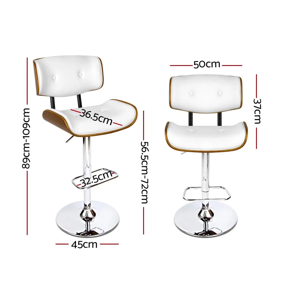 117cm Ancona Wooden Gas Lift Bar Stool - White & Chrome