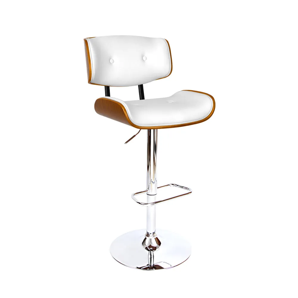 117cm Ancona Wooden Gas Lift Bar Stool - White & Chrome