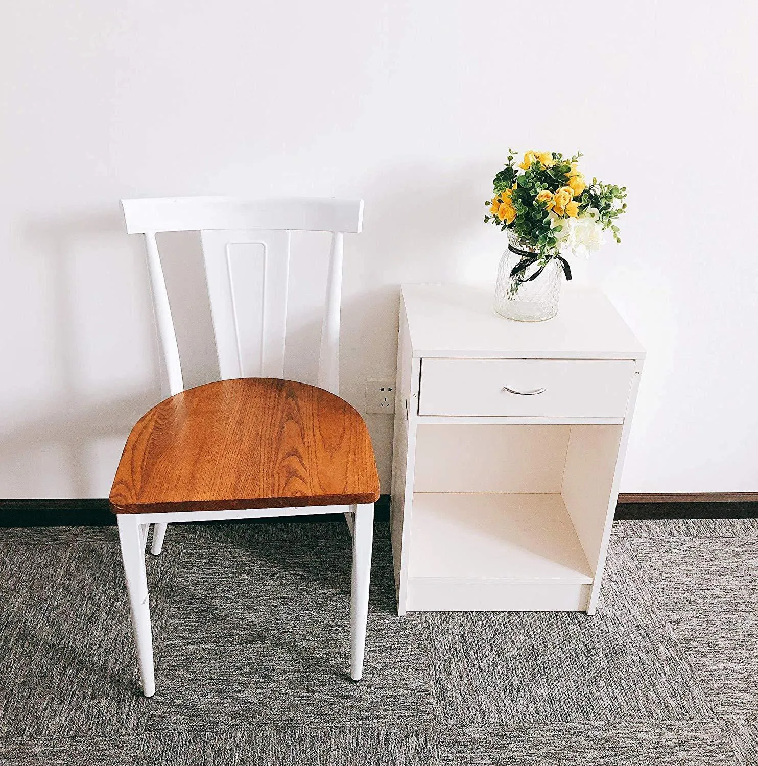 2 Packs High Back Dining Chairs Metal Leg Side Chairs, White