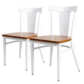 2 Packs High Back Dining Chairs Metal Leg Side Chairs, White