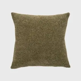 20"x20" Oversize Chenille Shiny Waffle Knit Square Throw Pillow Green - Evergrace