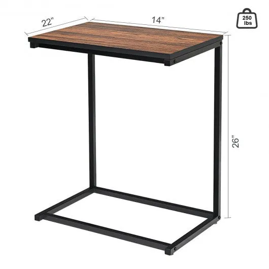 26" Beside Sofa Laptop Holder End Stand Desk-Brown