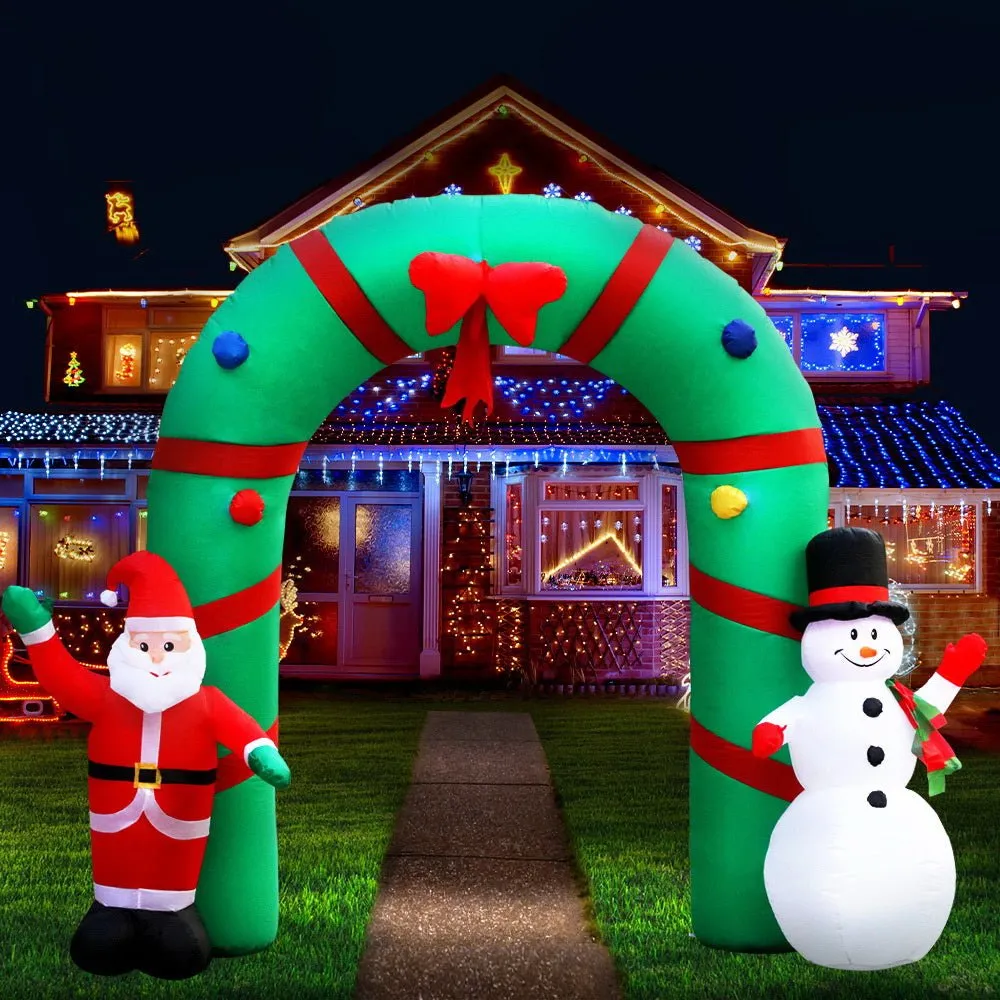 2.8M Christmas Inflatable Giant Arch Way Santa Snowman Light Decor