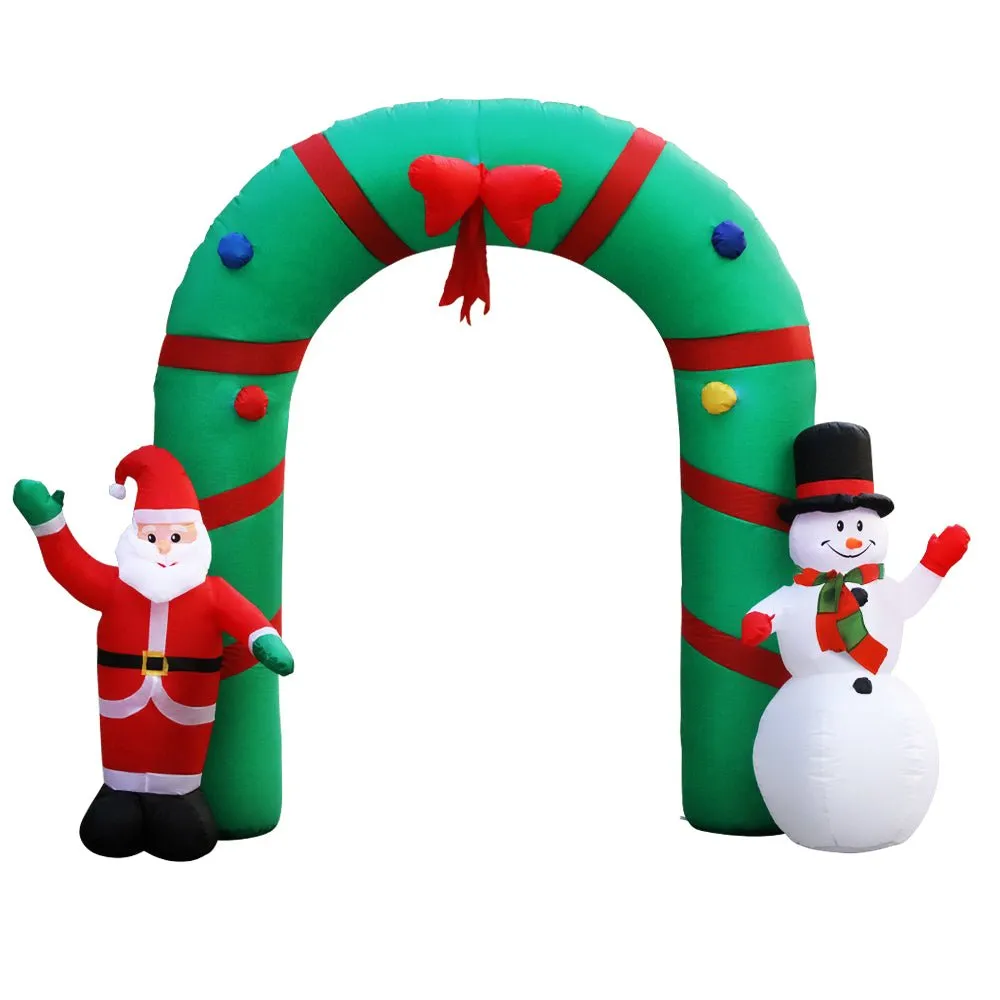 2.8M Christmas Inflatable Giant Arch Way Santa Snowman Light Decor