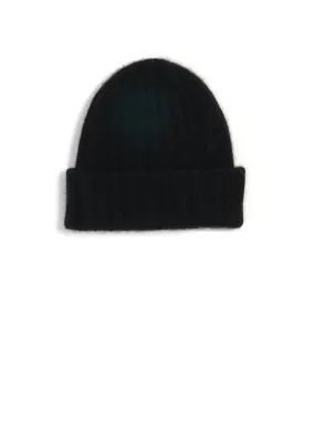 2x2 Rib Cashmere Cap | Black