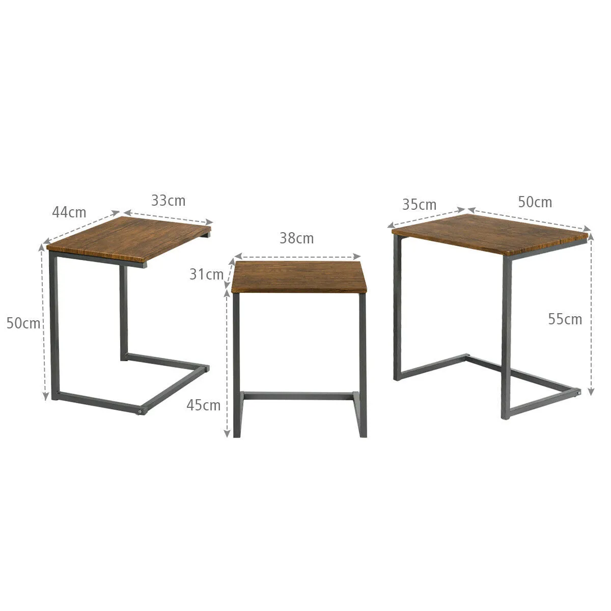 3 C-Shaped Nesting Tables