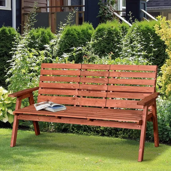 3 Seater Outdoor Garden Bench - Wood Tone