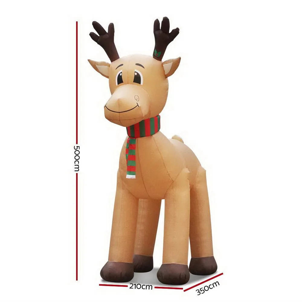 5M Christmas Inflatable Reindeer Giant Deer Air-Power Light Inside