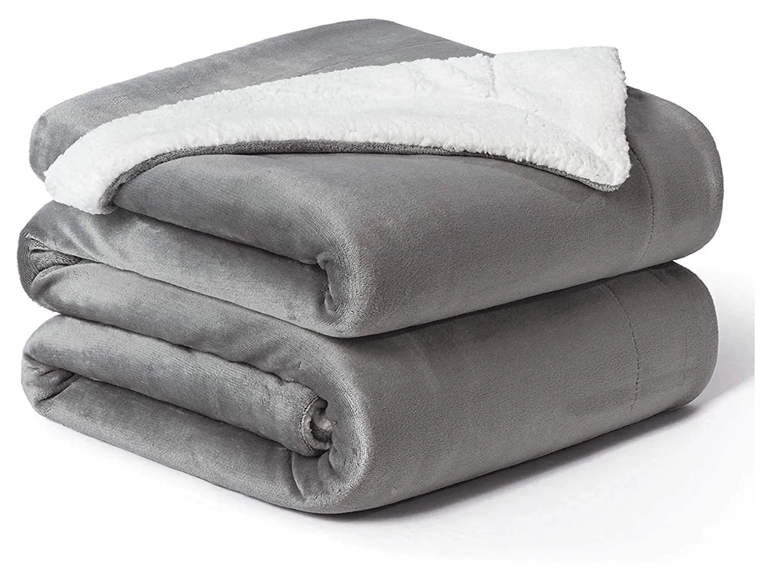 AKIN Polyester Micromink Warm Sherpa Super Soft Flannel Solid/Plain Blanket for Light/Mild Winter, Summer AC Blanket (Grey, Double)