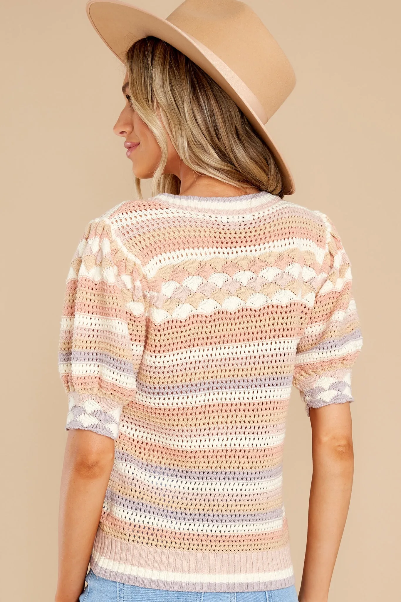 Always A Friend Beige Multi Stripe Knit Top