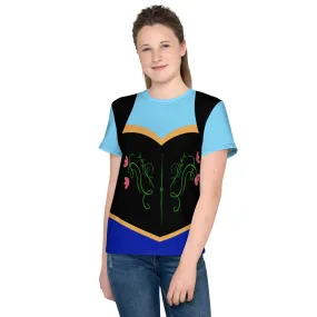 Anna Inspired Youth crew neck t-shirt, princess top, costume, gifts for frozen lovers