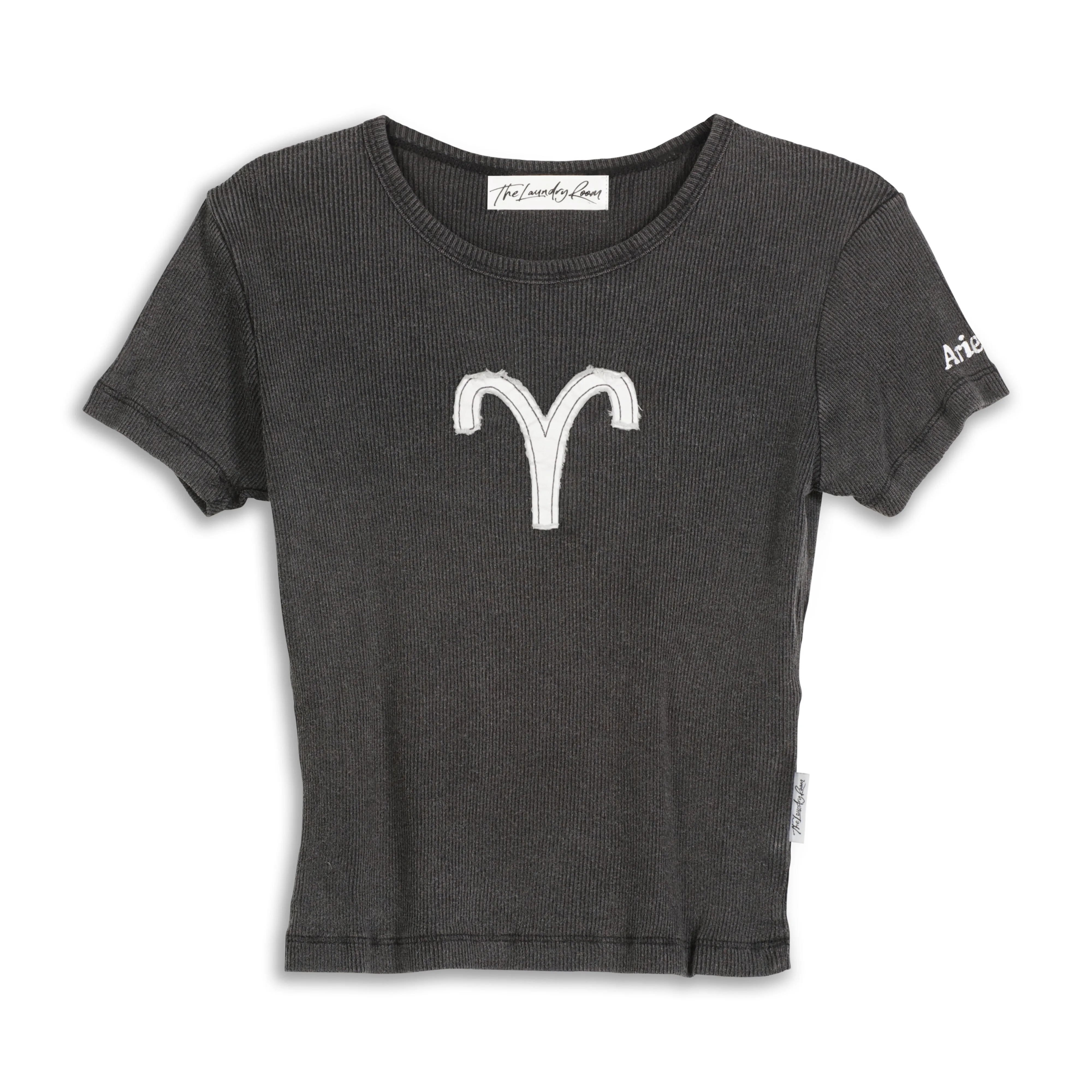 Aries Stitch - Baby Tee - Black Snow