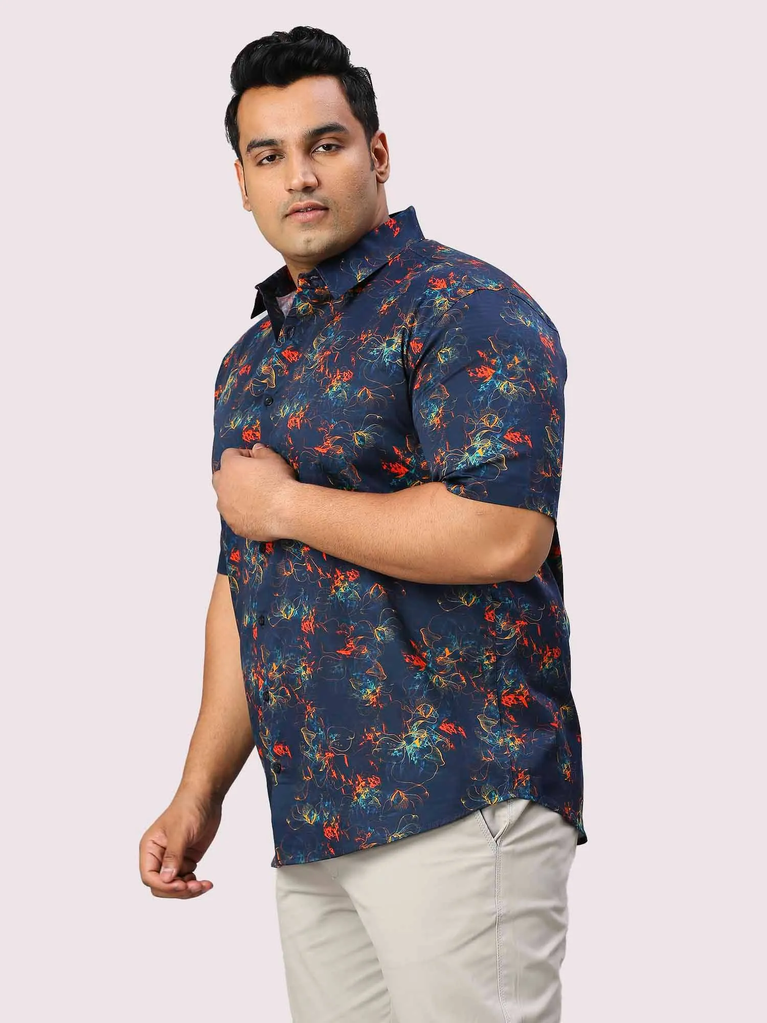 Aster Printed Half Sleeve Men's Plus Size Shirt