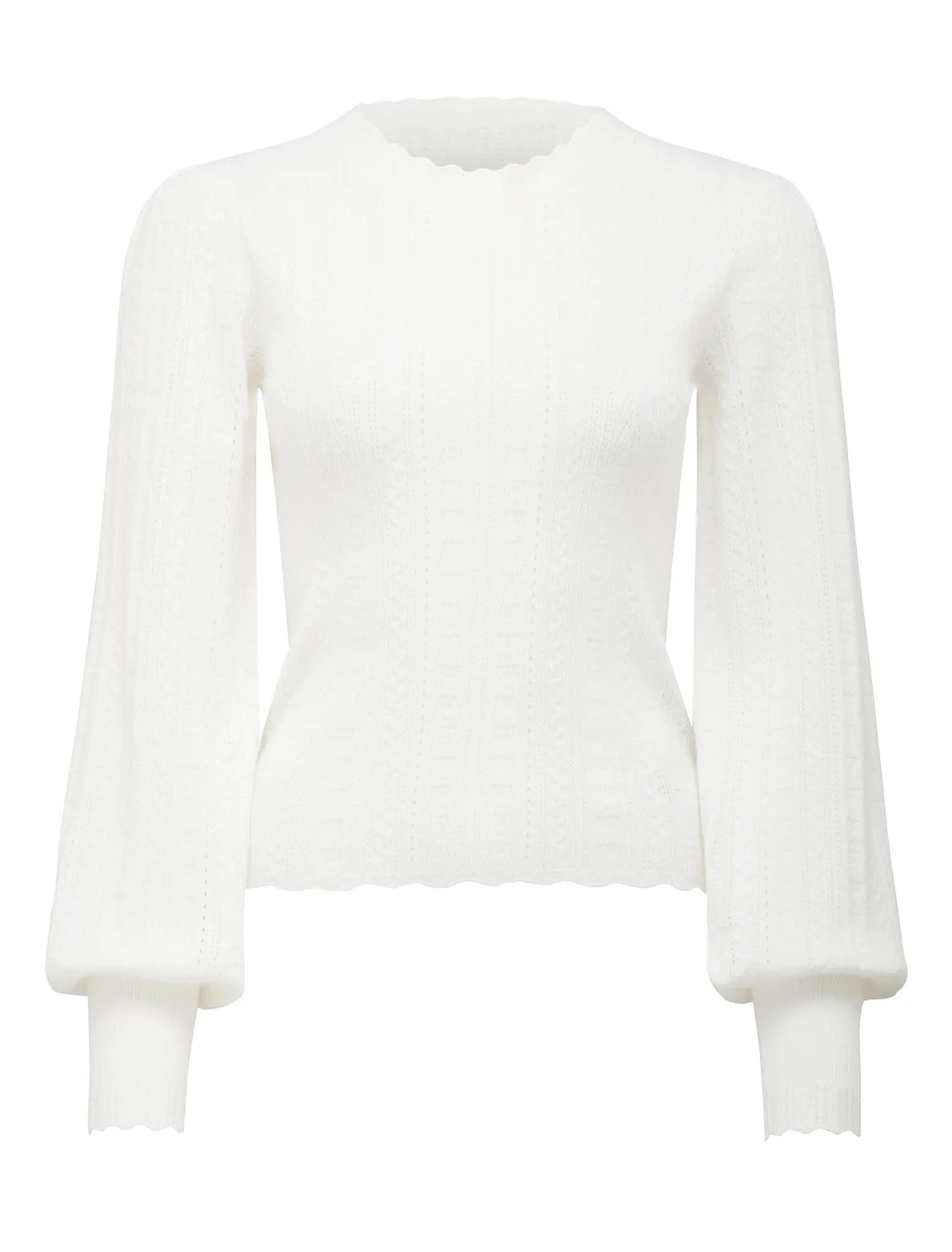 Azelle Crew Neck Pointelle Knit Top