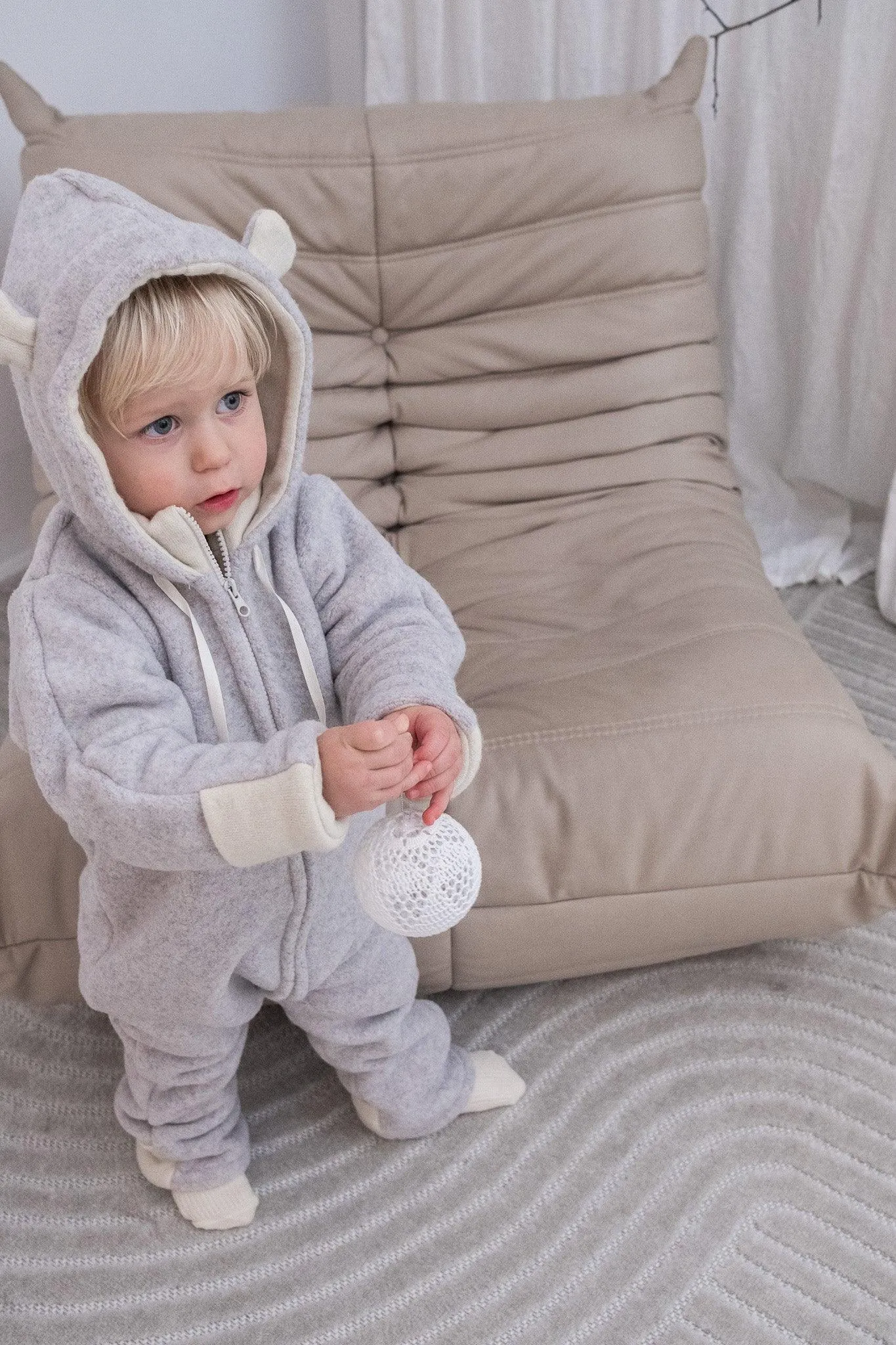 Baby/Kid Virgin Wool Overall - Grey