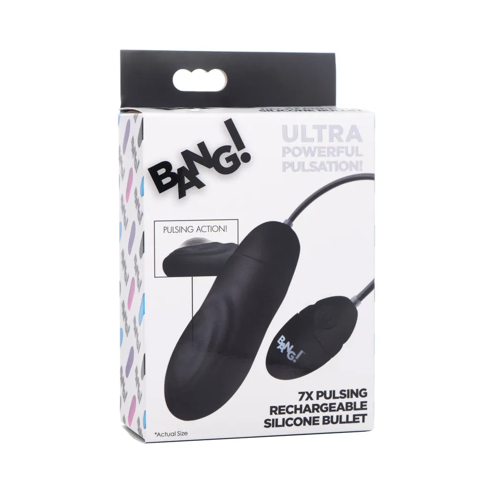 BANG! 7X Pulsing Rechargeable Silicone Bullet Black