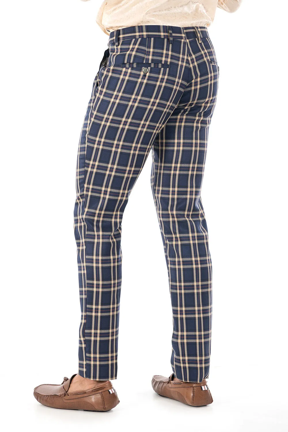 Barabas CP61 Land Of Dreams Slim Fit Plaid Pants Navy