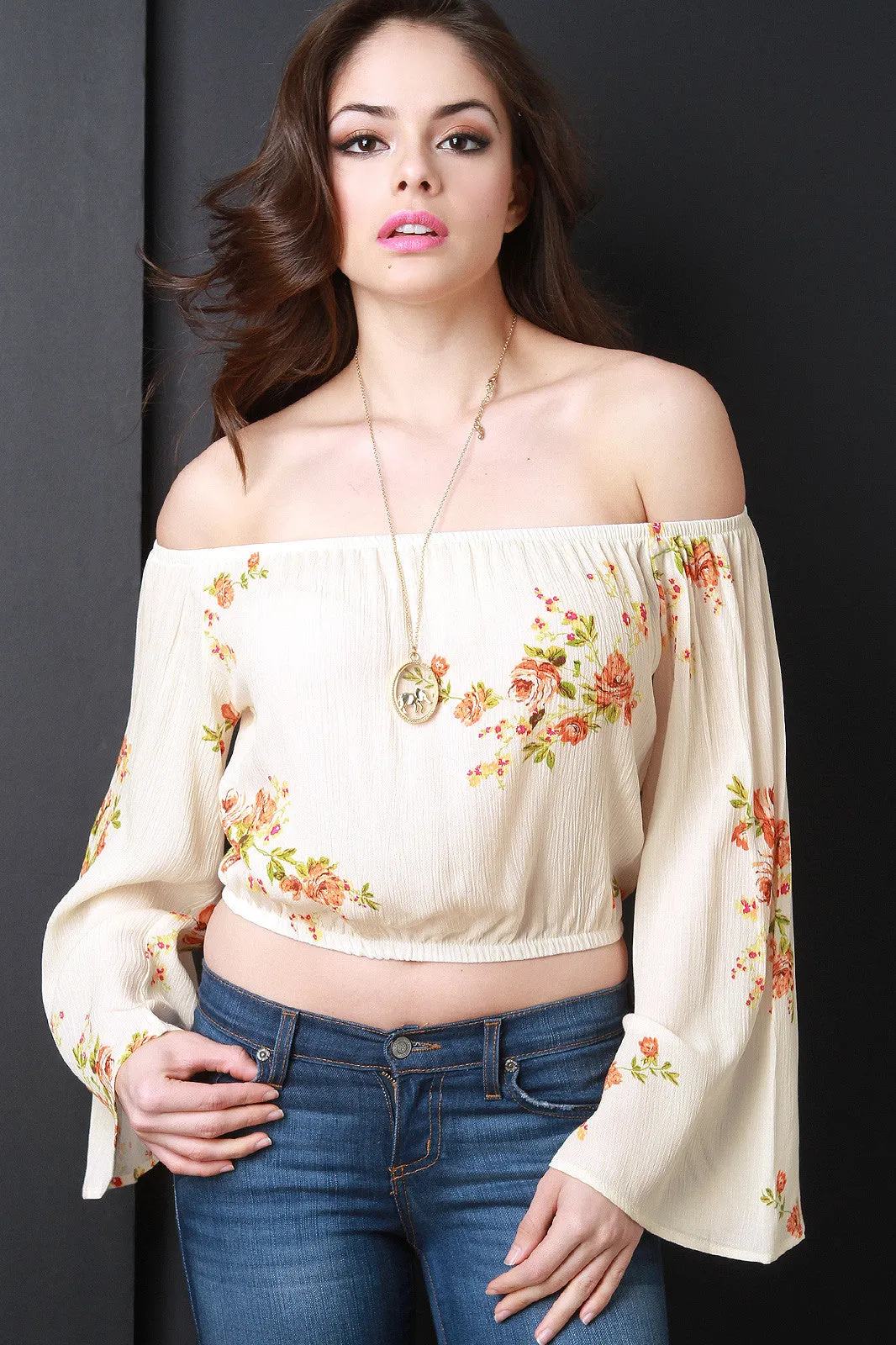 Bardot Bell Sleeve Vintage Floral Top