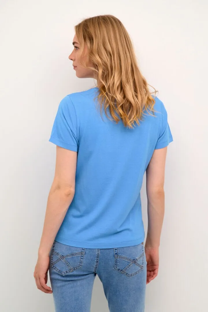 BASIC V NECK BLUE T SHIRT