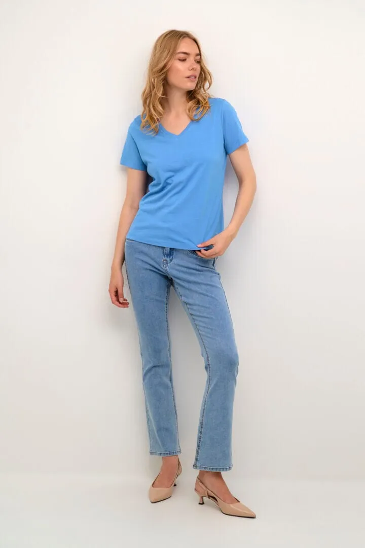 BASIC V NECK BLUE T SHIRT