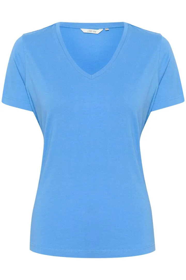 BASIC V NECK BLUE T SHIRT