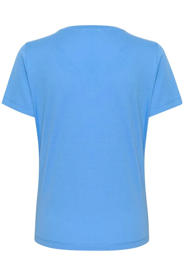 BASIC V NECK BLUE T SHIRT