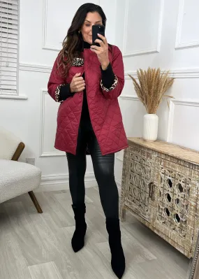 Beatrice Wine Leopard Trim Jacket