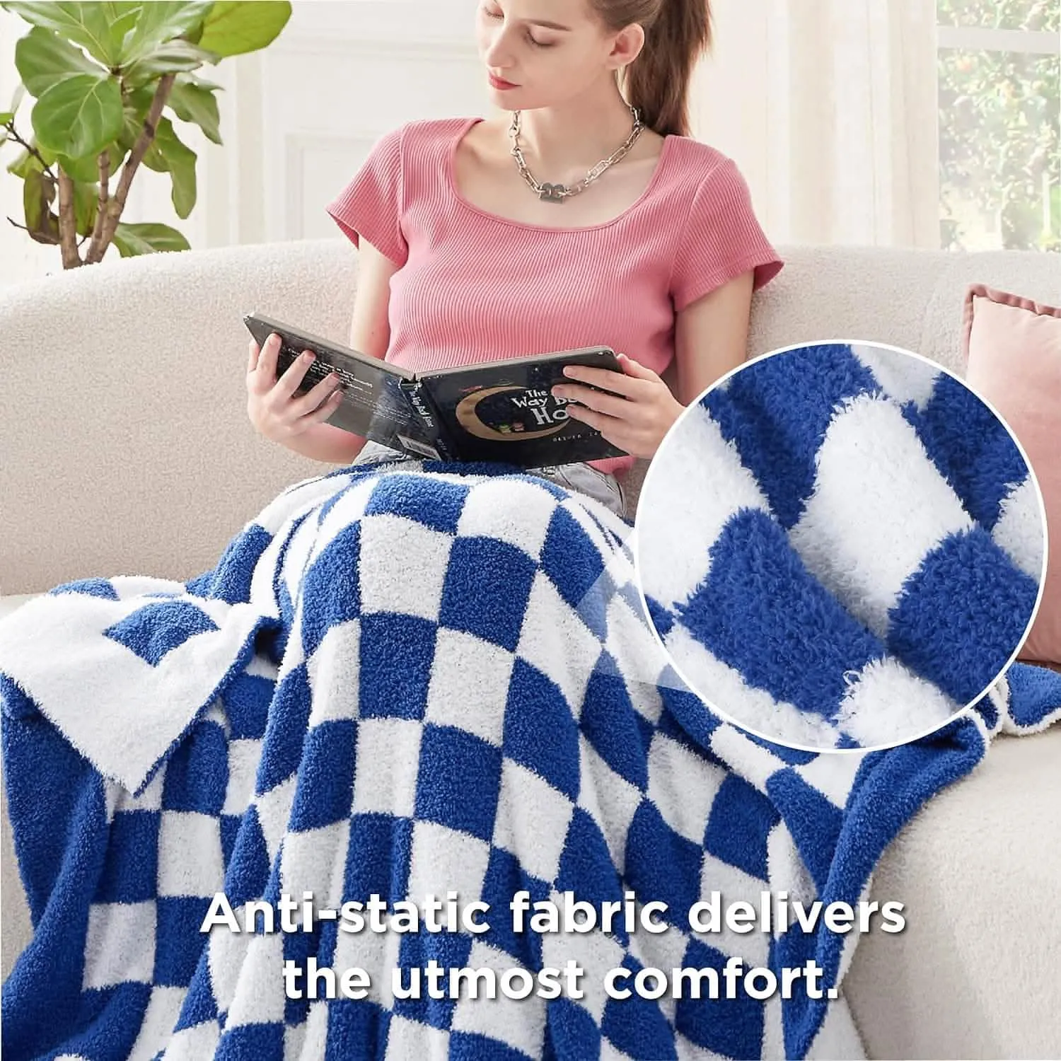 Bedsure Fluffy Fuzzy Plush Knit Throw Blanket