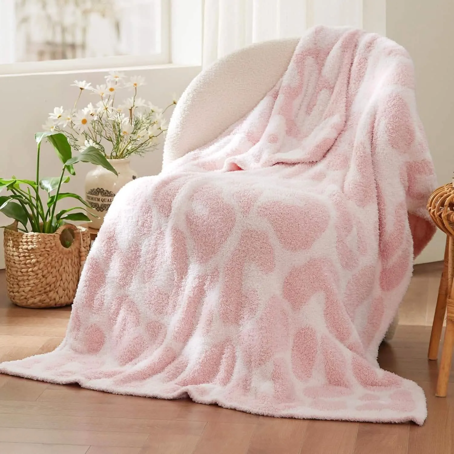 Bedsure Fluffy Fuzzy Plush Knit Throw Blanket