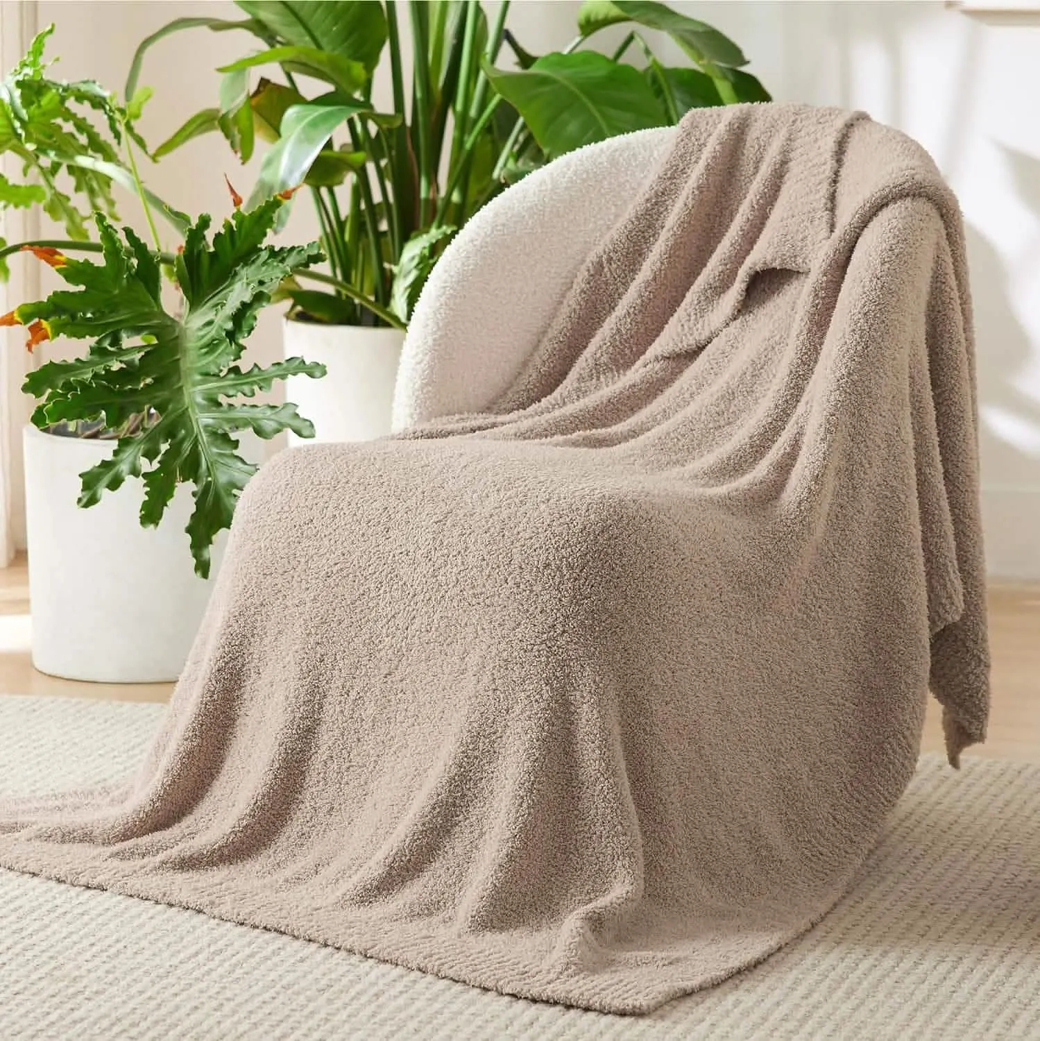 Bedsure Fluffy Fuzzy Plush Knit Throw Blanket