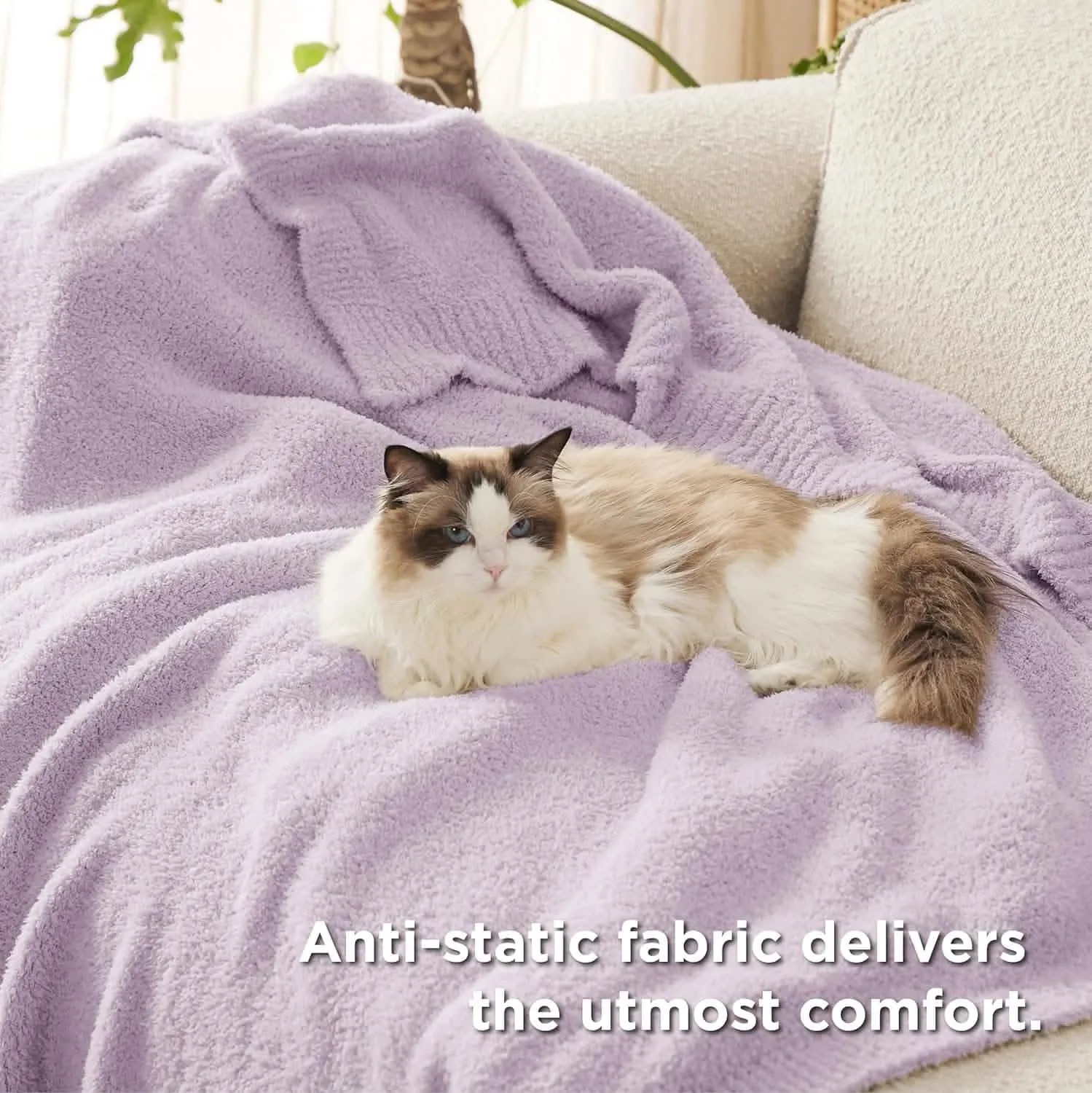 Bedsure Fluffy Fuzzy Plush Knit Throw Blanket