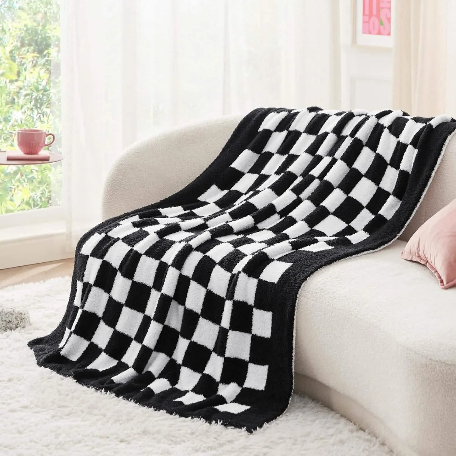 Bedsure Fluffy Fuzzy Plush Knit Throw Blanket