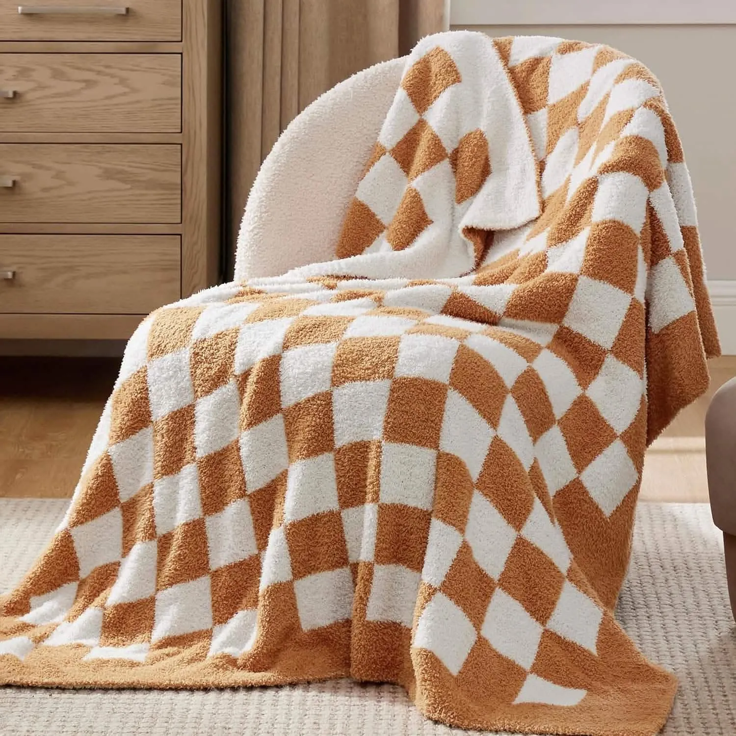 Bedsure Fluffy Fuzzy Plush Knit Throw Blanket