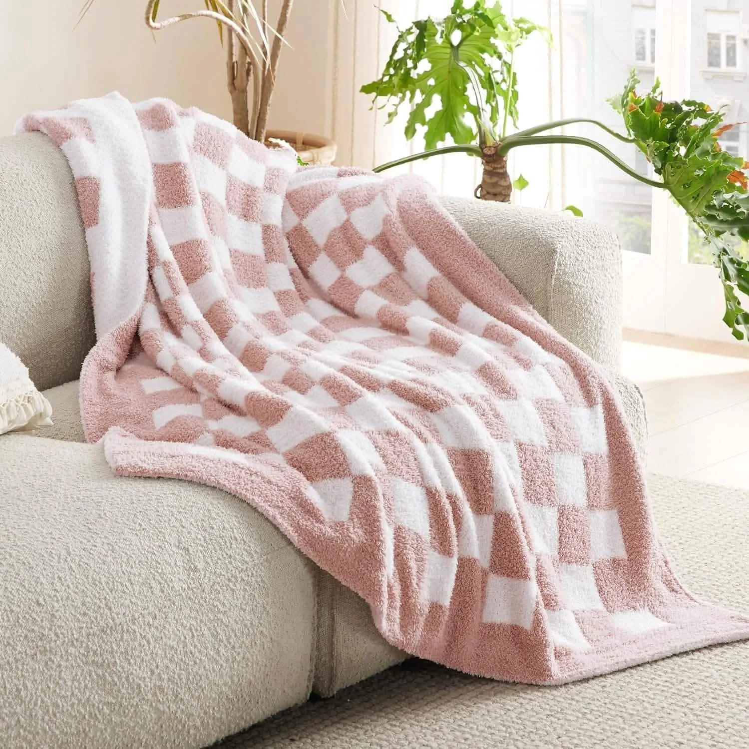 Bedsure Fluffy Fuzzy Plush Knit Throw Blanket