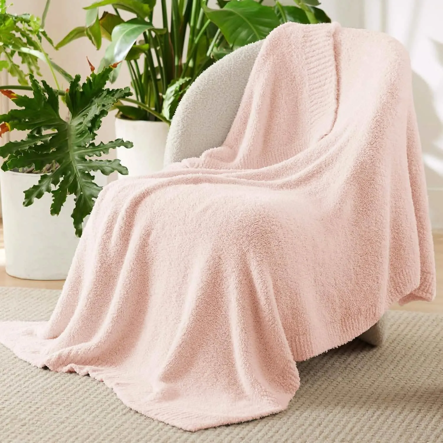 Bedsure Fluffy Fuzzy Plush Knit Throw Blanket