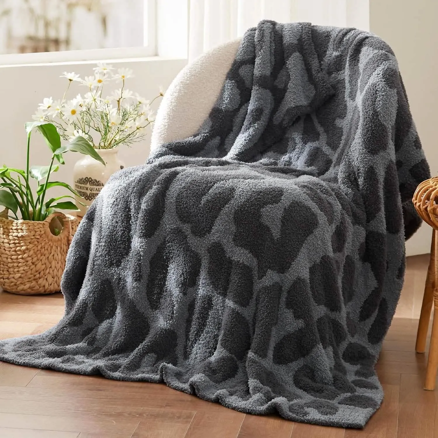 Bedsure Fluffy Fuzzy Plush Knit Throw Blanket