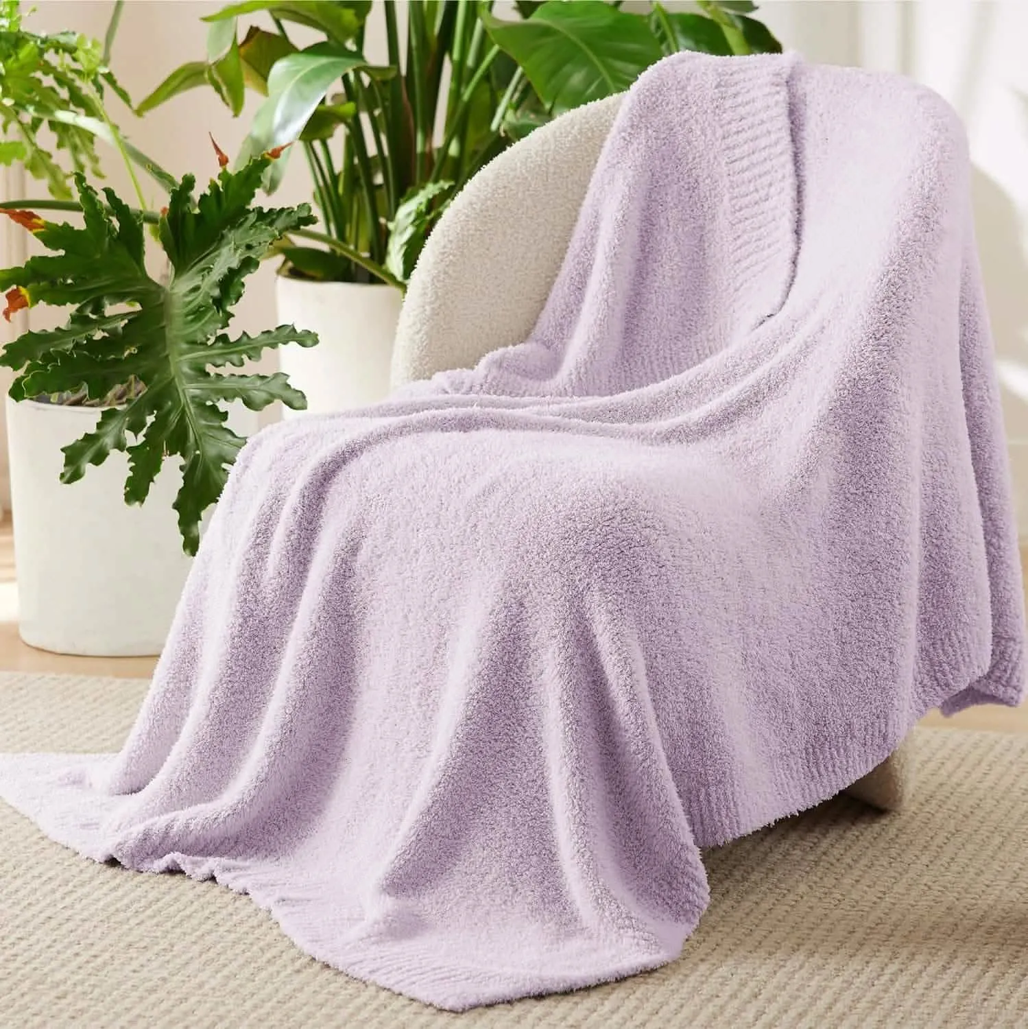 Bedsure Fluffy Fuzzy Plush Knit Throw Blanket