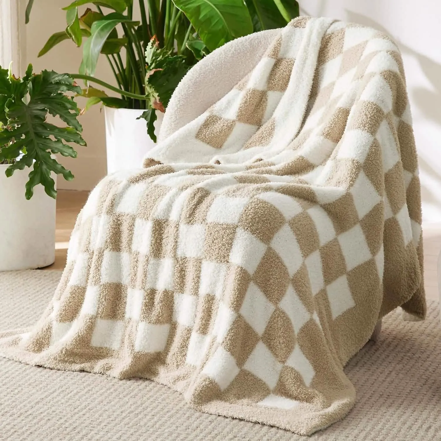 Bedsure Fluffy Fuzzy Plush Knit Throw Blanket