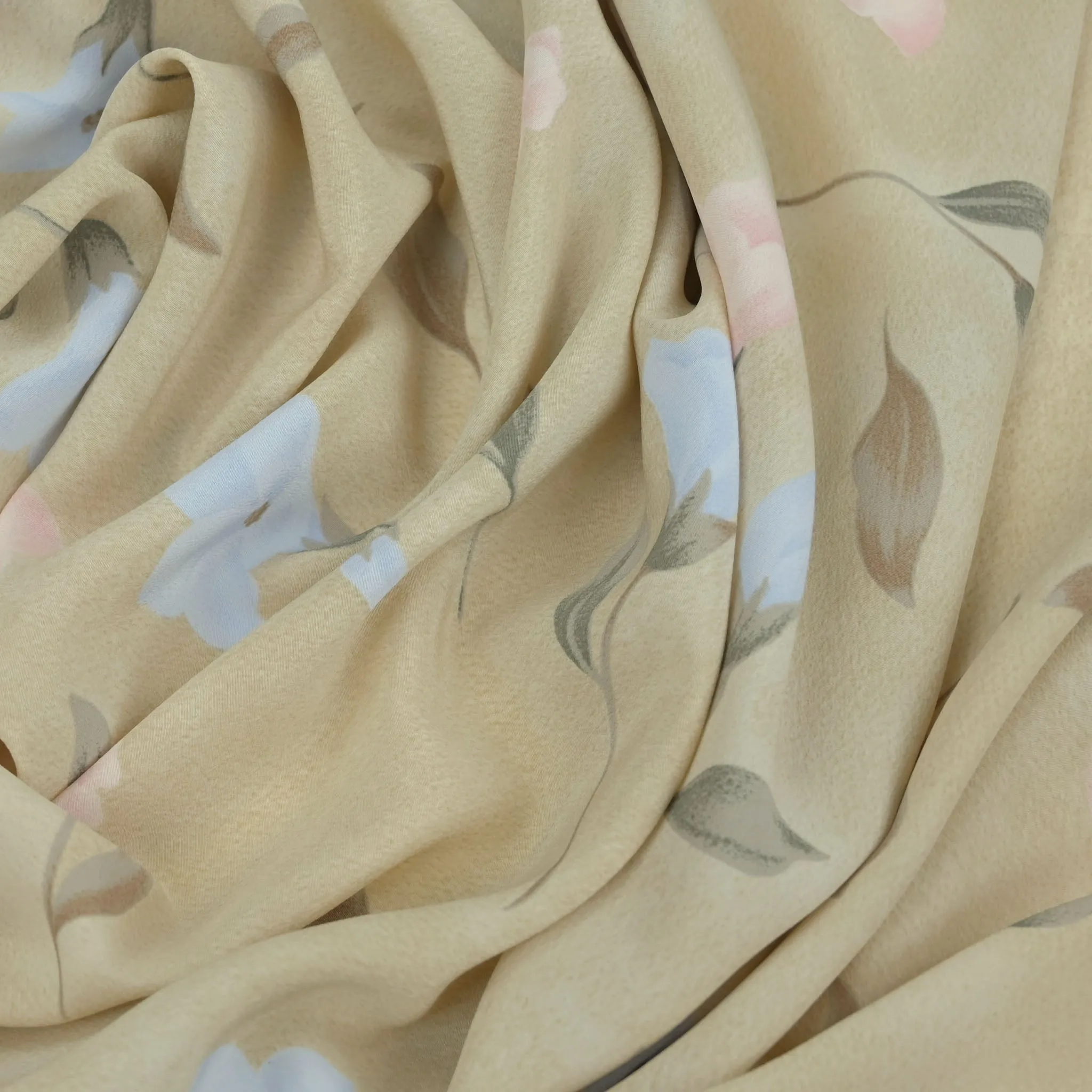 Beige Floral Print Crepe 1659