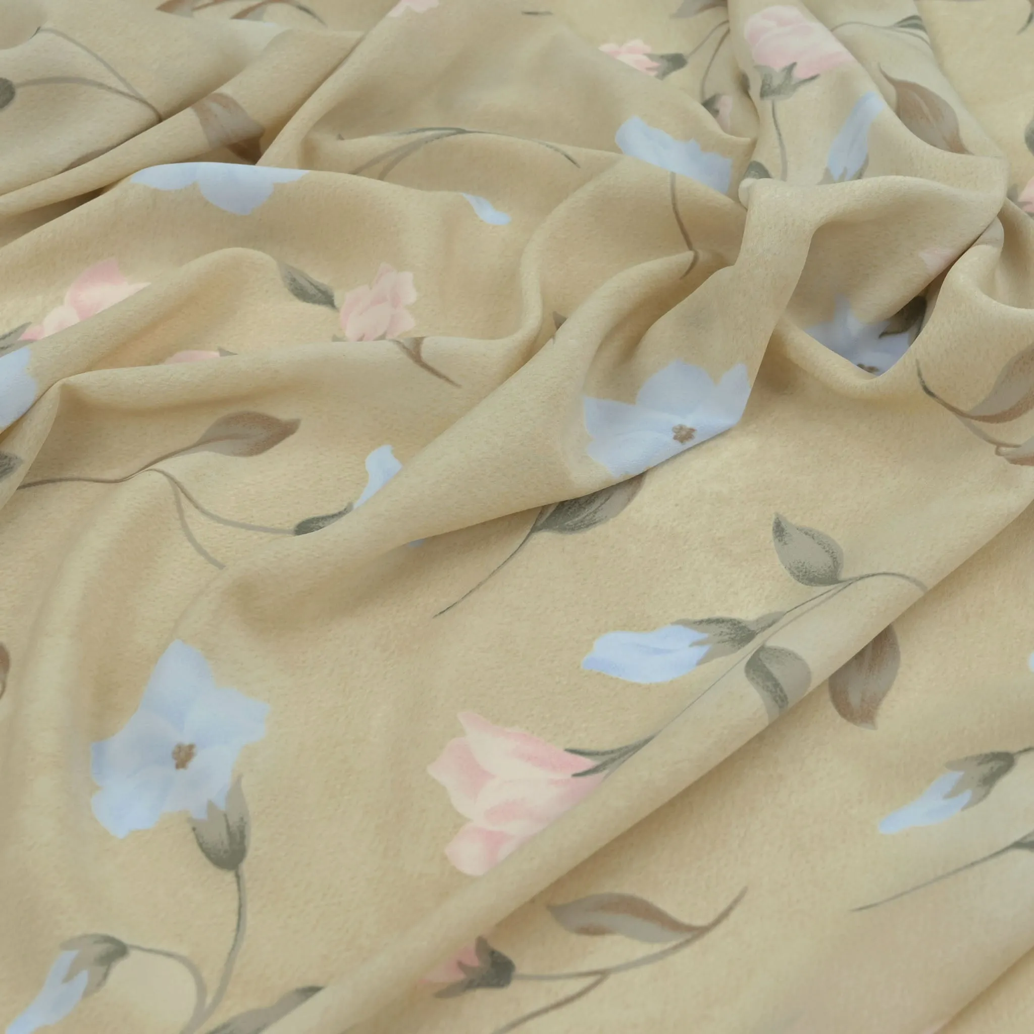 Beige Floral Print Crepe 1659