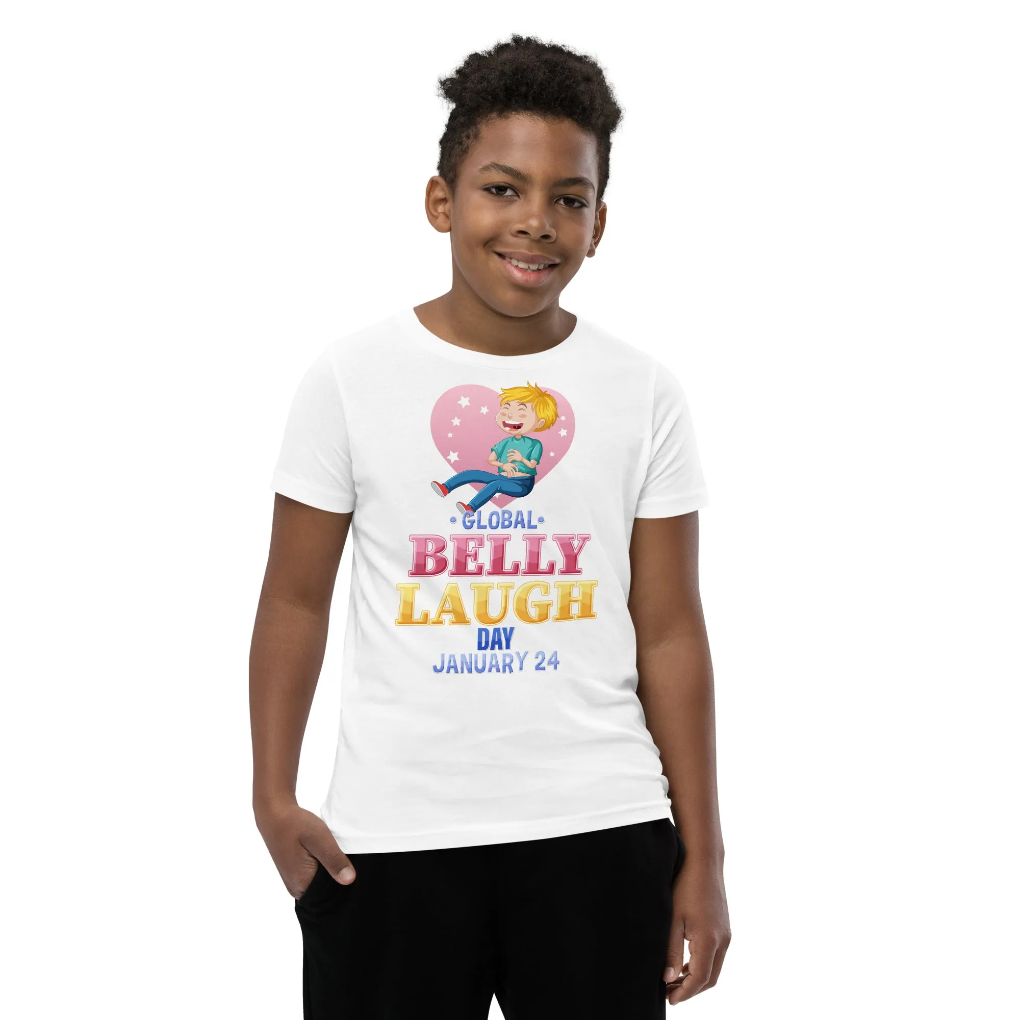 Belly Laugh Youth Short Sleeve Green and white T-Shirt