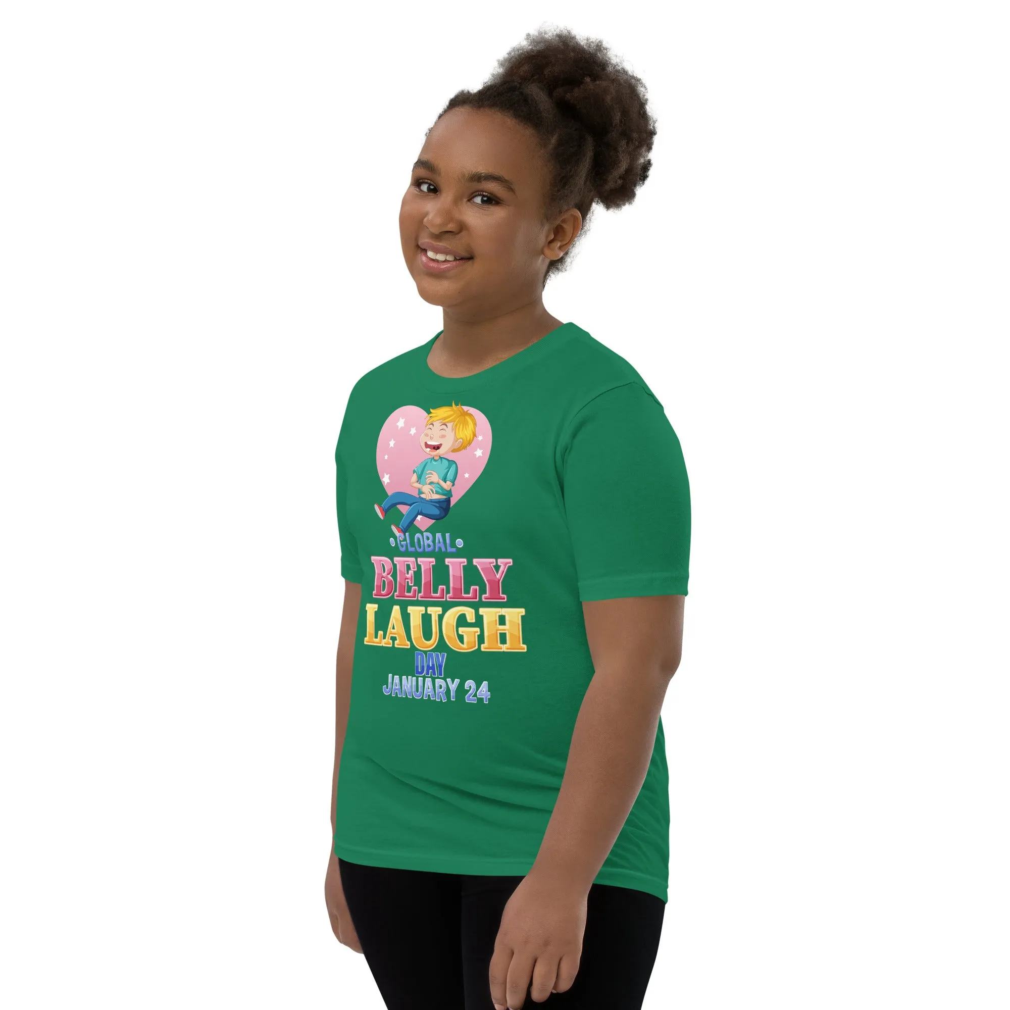 Belly Laugh Youth Short Sleeve Green and white T-Shirt