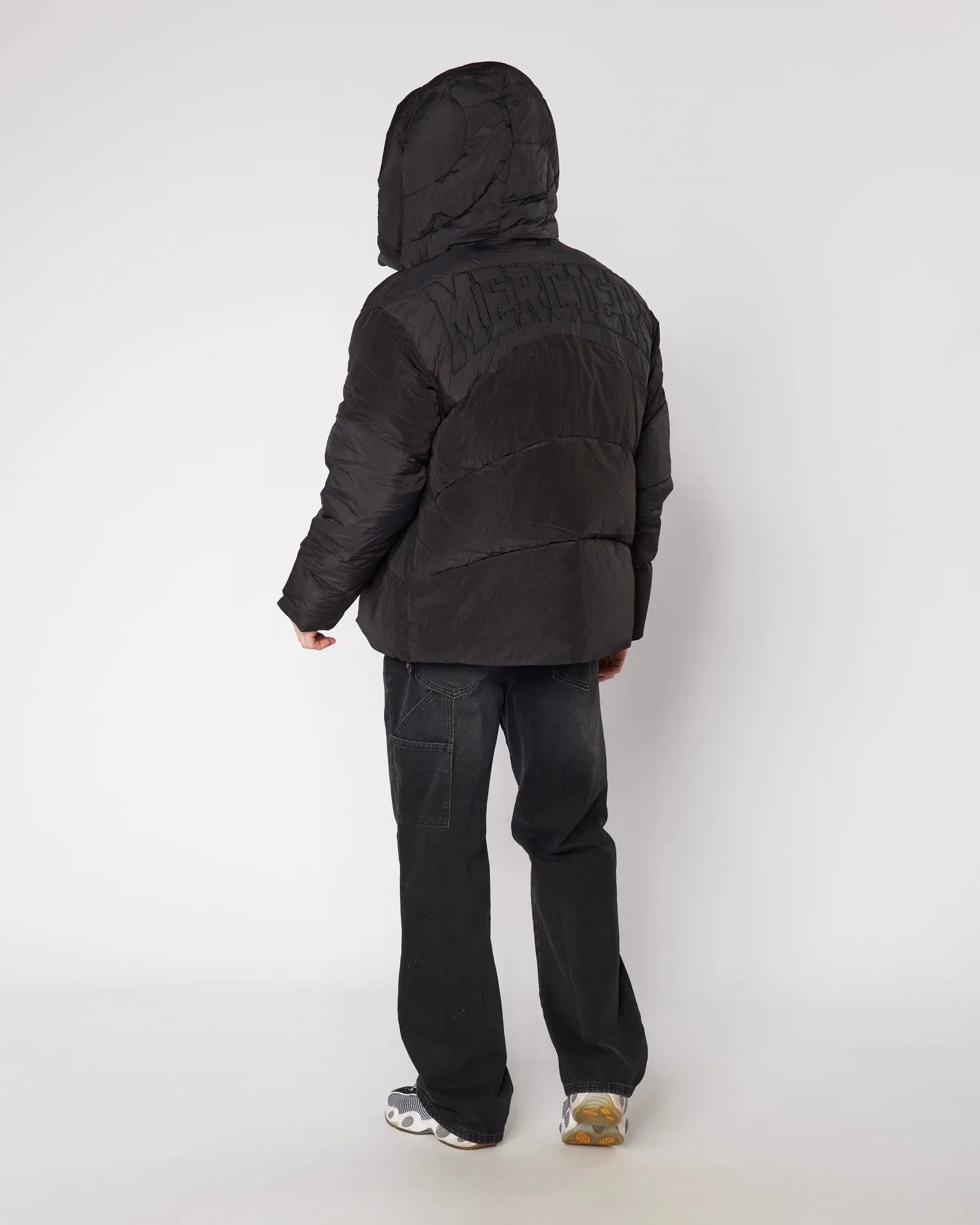 Black Contrast Peak Puffer Jacket